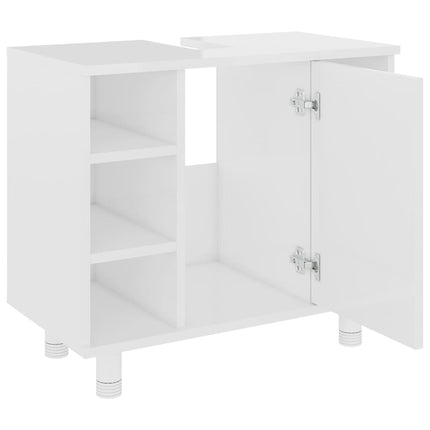 Badrumsskåp vit högglans 60x32x53,5 cm konstruerat trä