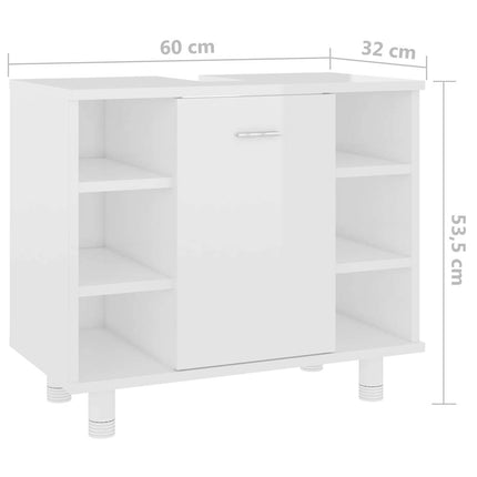 Badrumsskåp vit högglans 60x32x53,5 cm konstruerat trä
