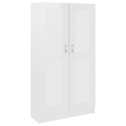 Bokskåp vit högglans 82,5x30,5x150 cm konstruerat trä