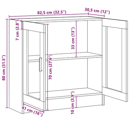 Vitrinskåp sonoma-ek 82,5x30,5x80 cm konstruerat trä