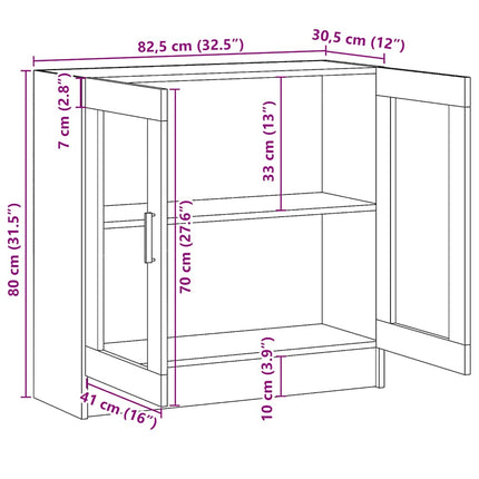 Vitrinskåp betonggrå 82,5x30,5x80 cm konstruerat trä