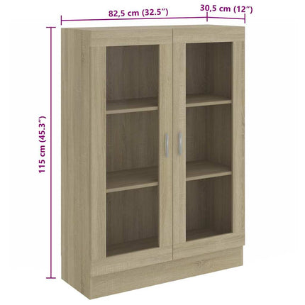 Vitrinskåp sonoma-ek 82,5x30,5x115 cm konstruerat trä