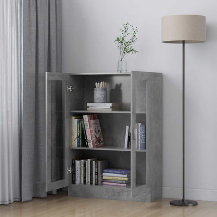 Vitrinskåp betonggrå 82,5x30,5x115 cm konstruerat trä