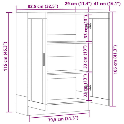 Vitrinskåp betonggrå 82,5x30,5x115 cm konstruerat trä