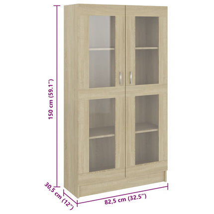 Vitrinskåp sonoma-ek 82,5x30,5x150 cm konstruerat trä