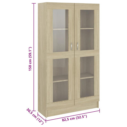 Vitrinskåp sonoma-ek 82,5x30,5x150 cm konstruerat trä
