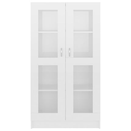 Vitrinskåp vit högglans 82,5x30,5x150 cm konstruerat trä