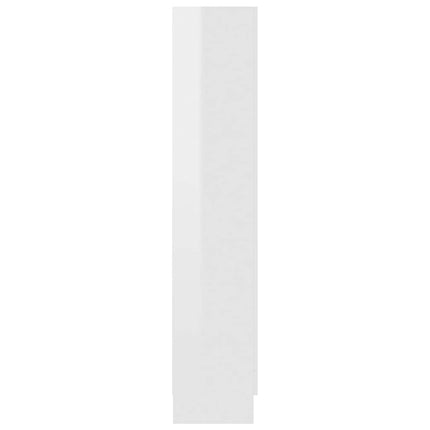 Vitrinskåp vit högglans 82,5x30,5x150 cm konstruerat trä