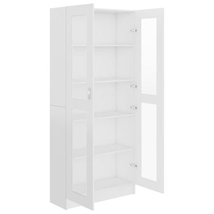 Vitrinskåp vit 82,5x30,5x185 cm konstruerat trä