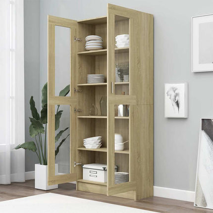 Vitrinskåp sonoma-ek 82,5x30,5x185 cm konstruerat trä