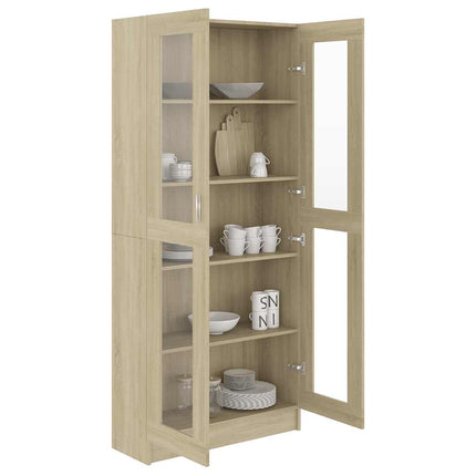 Vitrinskåp sonoma-ek 82,5x30,5x185 cm konstruerat trä