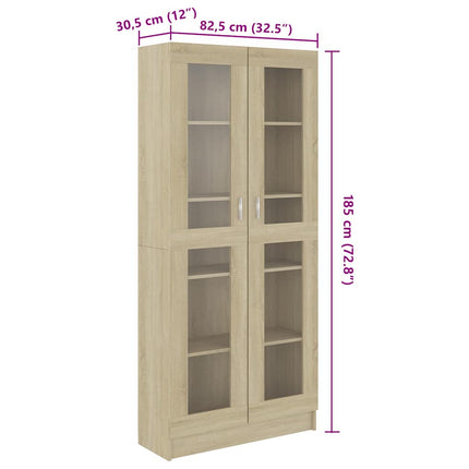 Vitrinskåp sonoma-ek 82,5x30,5x185 cm konstruerat trä