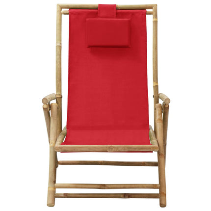 Reclinerstol röd bambu och tyg