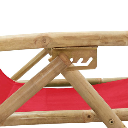 Reclinerstol röd bambu och tyg