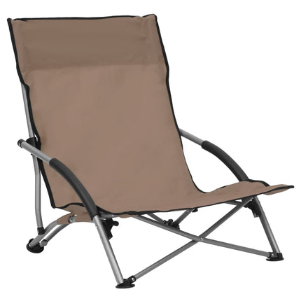 Hopfällbara strandstolar 2 st taupe tyg