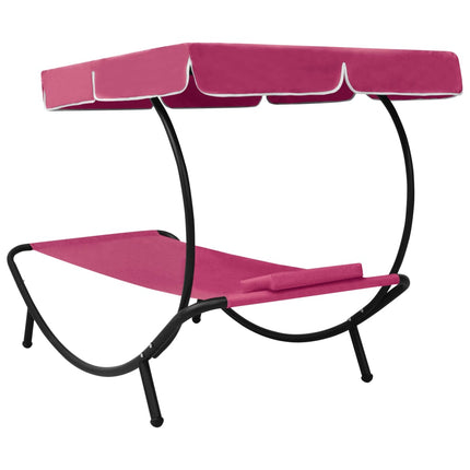 Solsäng med tak & kudde rosa