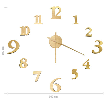 Väggklocka 3D modern design guld 100 cm XXL