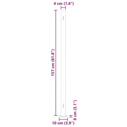 Infällbar sidomarkis 600x160 cm svart