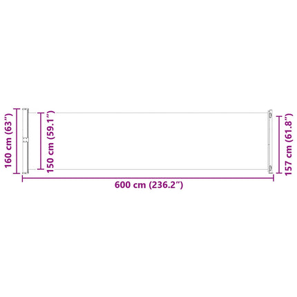 Infällbar sidomarkis 600x160 cm röd