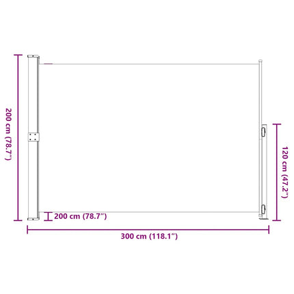 Infällbar sidomarkis 200x300 cm gräddvit