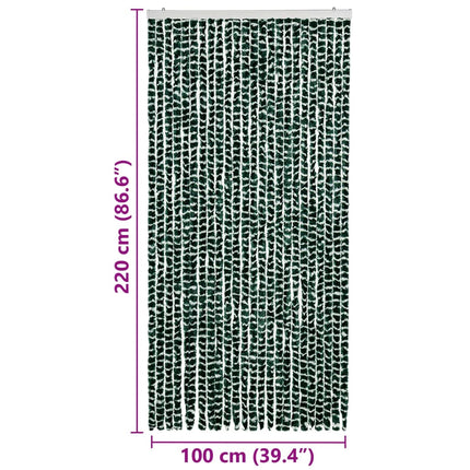Insektsdraperi grön och vit 100x220 cm chenille
