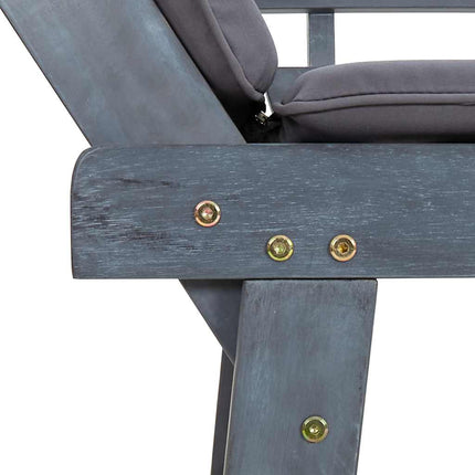 Trädgårdsbänk med dynor 2-i-1 190 cm grå massivt akaciaträ