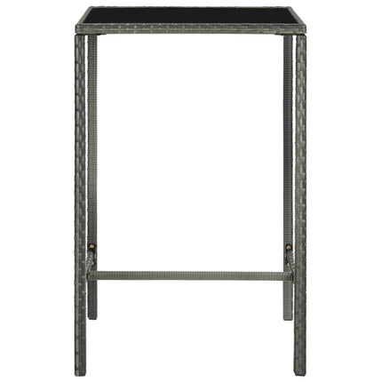 Barbord för trädgård grå 70x70x110 cm konstrotting och glas