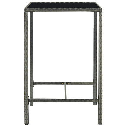 Barbord för trädgård grå 70x70x110 cm konstrotting och glas