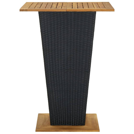Barbord svart 80x80x110 cm konstrotting och massivt akaciaträ