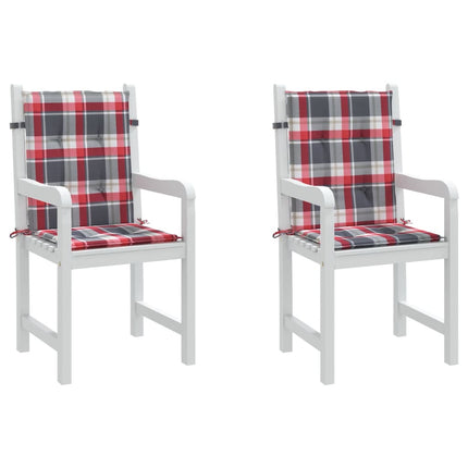 Stolsdynor 2 st rödrutig 100x50x3 cm oxfordtyg