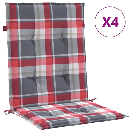 Stolsdynor 4 st rödrutig 100x50x3 cm oxfordtyg