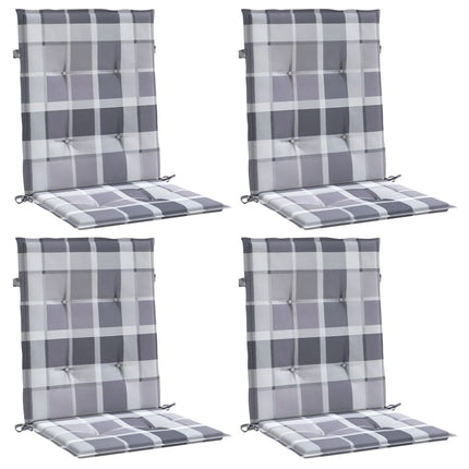 Stolsdynor 4 st grårutig 100x50x3 cm oxfordtyg