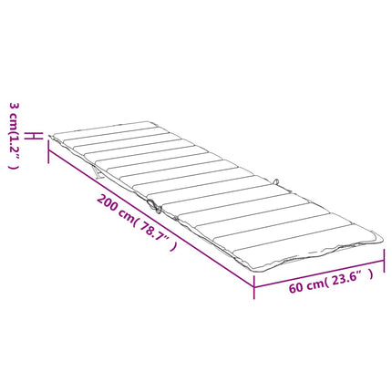 Solsängsdyna antracit 200x60x3 cm oxfordtyg