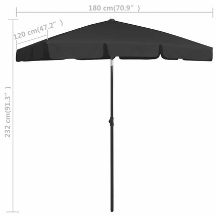 Strandparasoll svart 180x120 cm