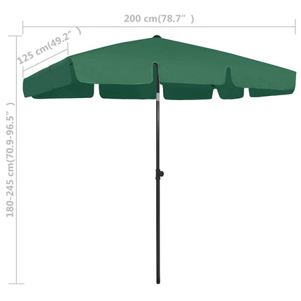 Strandparasoll grön 200x125 cm