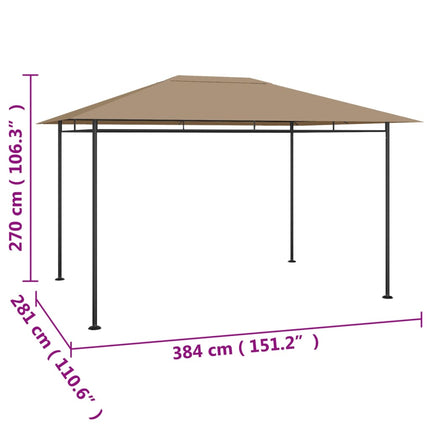 Paviljong 384x281x270 cm taupe 180 g/m²
