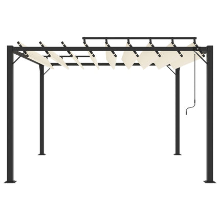 Paviljong med lamelltak 3x3 m gräddvit tyg och aluminium