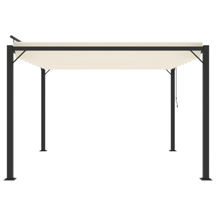Paviljong med lamelltak 3x3 m gräddvit tyg och aluminium