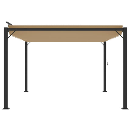Paviljong med lamelltak 3x3 m taupe tyg och aluminium