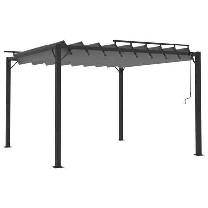 Paviljong med lamelltak 3x3 m antracit tyg och aluminium