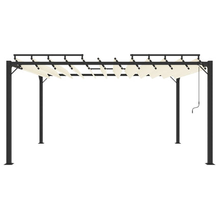 Paviljong med lamelltak 3x4 m gräddvit tyg och aluminium