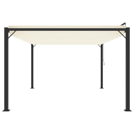 Paviljong med lamelltak 3x4 m gräddvit tyg och aluminium