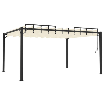Paviljong med lamelltak 3x4 m gräddvit tyg och aluminium