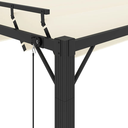 Paviljong med lamelltak 3x4 m gräddvit tyg och aluminium