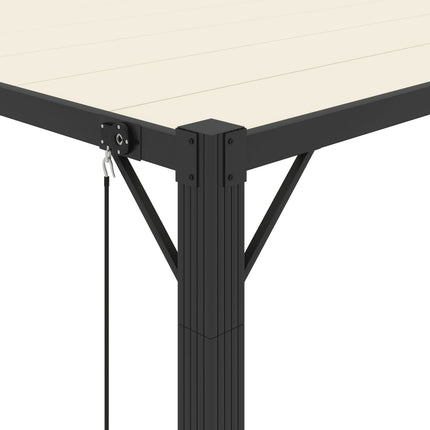 Paviljong med lamelltak 3x4 m gräddvit tyg och aluminium
