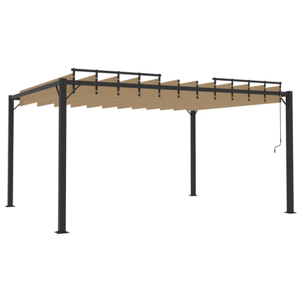 Paviljong med lamelltak 3x4 m taupe tyg och aluminium
