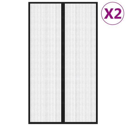 Insektsdraperier 2 st med magneter svart 200x80 cm