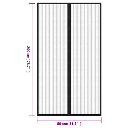 Insektsdraperier 2 st med magneter svart 200x80 cm