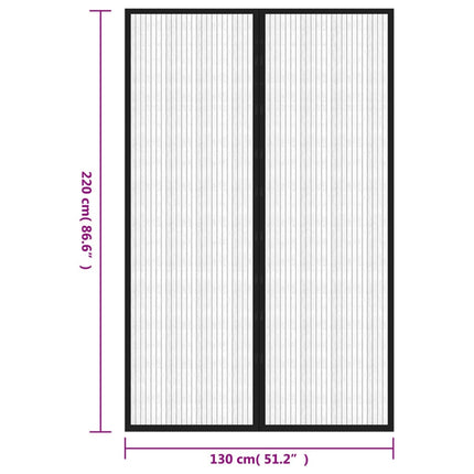 Insektsdraperier 2 st med magneter svart 220x130 cm
