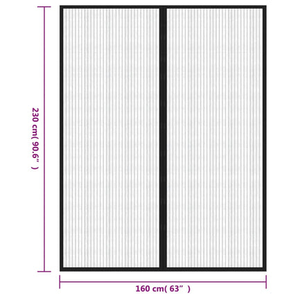 Insektsdraperier 2 st med magneter svart 230x160 cm